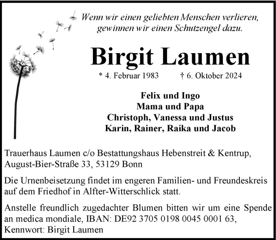 Anzeige von Birgit Laumen von General-Anzeiger Bonn