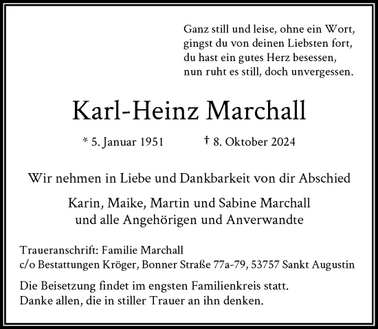 Anzeige von Karl-Heinz Marchall von General-Anzeiger Bonn