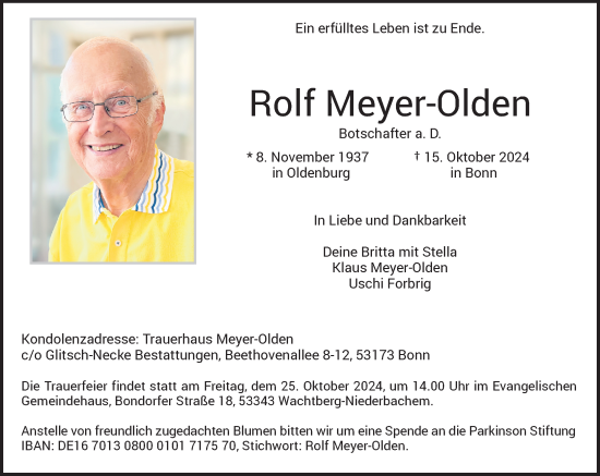 Anzeige von Rolf Meyer-Olden von General-Anzeiger Bonn