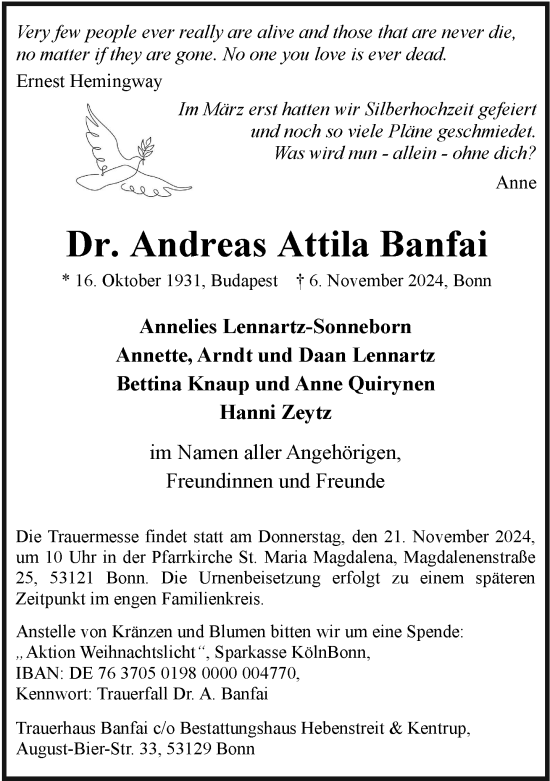 Anzeige von Andreas  Banfai von General-Anzeiger Bonn