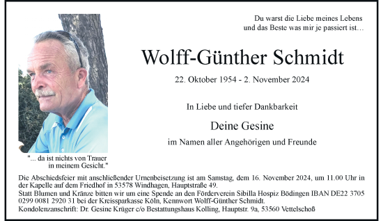 Anzeige von Wolff-Günther Schmidt von General-Anzeiger Bonn