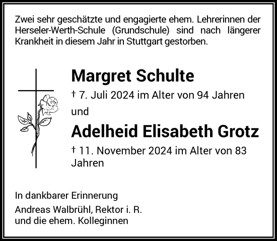 Anzeige von Adelheid Elisabeth Grotz von General-Anzeiger Bonn