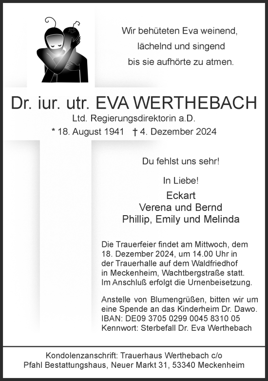 Anzeige von Eva Werthebach von General-Anzeiger Bonn