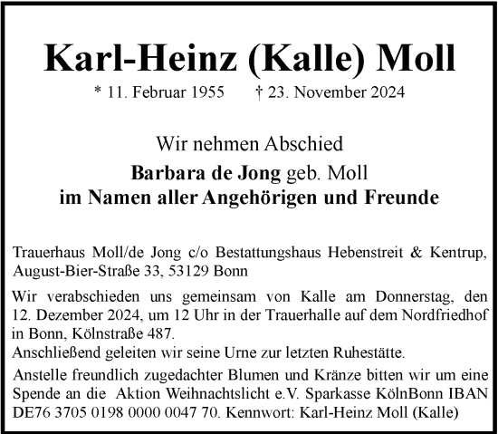 Anzeige von Karl-Heinz Moll von General-Anzeiger Bonn