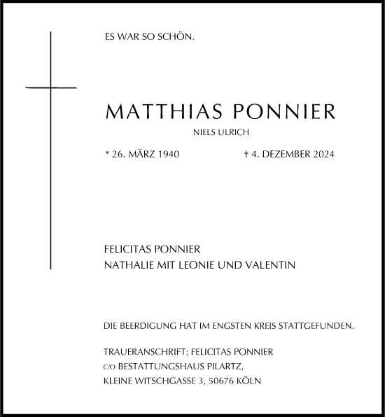 Anzeige von Matthias Ponnier von General-Anzeiger Bonn