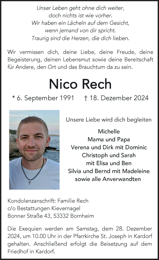 Anzeige von Nico Rech von General-Anzeiger Bonn