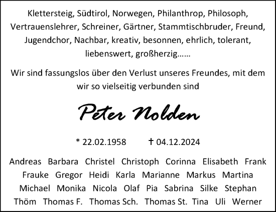 Anzeige von Peter Nolden von General-Anzeiger Bonn