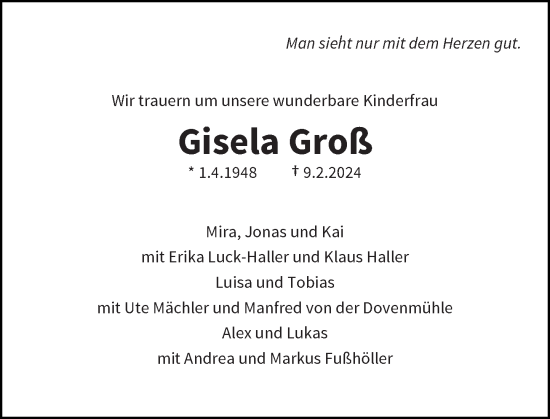 Anzeige von Gisela Groß von General-Anzeiger Bonn