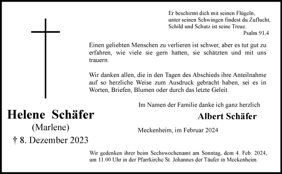 Anzeige von Helene Schäfer von General-Anzeiger Bonn