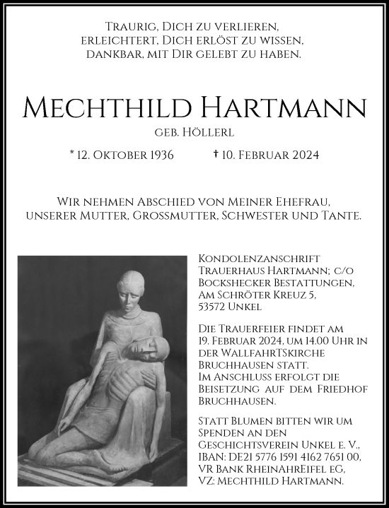 Anzeige von Mechthild Hartmann von General-Anzeiger Bonn