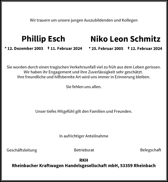 Anzeige von Niko Leon Schmitz von General-Anzeiger Bonn