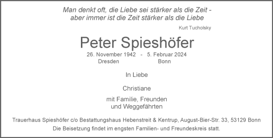 Anzeige von Peter Spieshöfer von General-Anzeiger Bonn