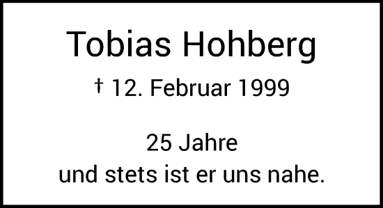Anzeige von Tobias Hohberg von General-Anzeiger Bonn
