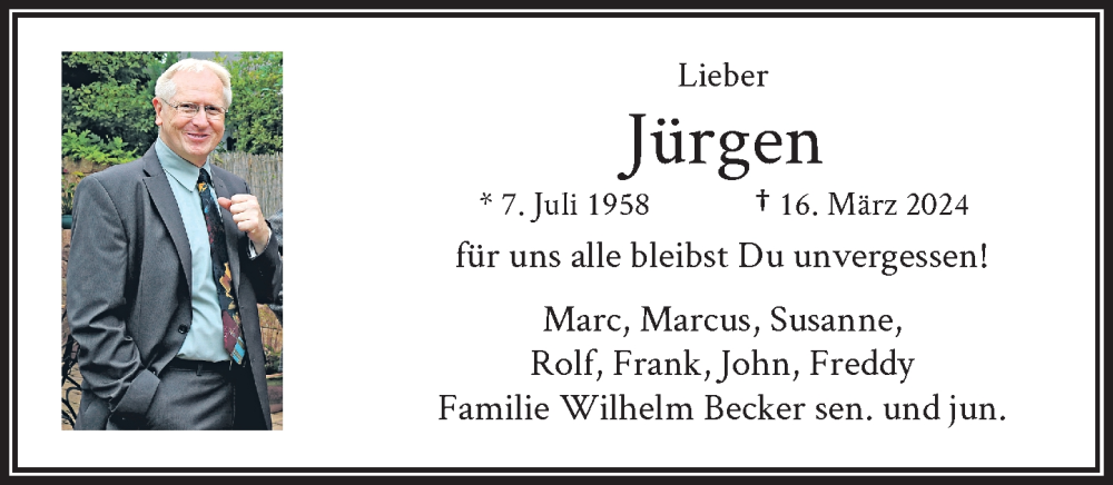  Traueranzeige für Jürgen Gerhartz vom 23.03.2024 aus General-Anzeiger Bonn
