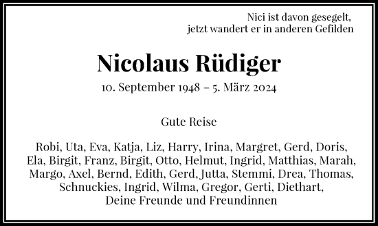 Anzeige von Nicolaus Rüdiger von General-Anzeiger Bonn