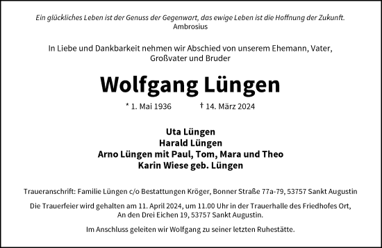 Anzeige von Wolfgang Lüngen von General-Anzeiger Bonn