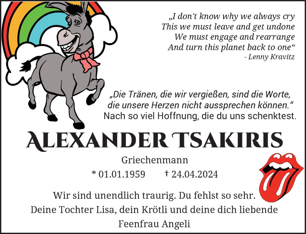  Traueranzeige für Alexander Tsakiris vom 27.04.2024 aus General-Anzeiger Bonn