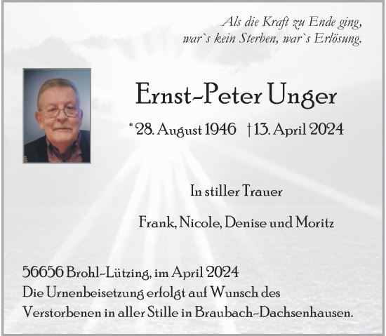 Anzeige von Ernst-Peter Unger von General-Anzeiger Bonn