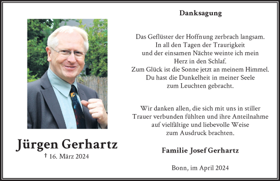 Anzeige von Jürgen Gerhartz von General-Anzeiger Bonn