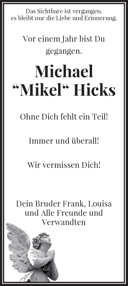 Anzeige von Mikel Hicks von General-Anzeiger Bonn