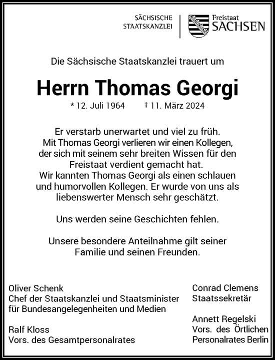 Anzeige von Thomas Georgi von General-Anzeiger Bonn