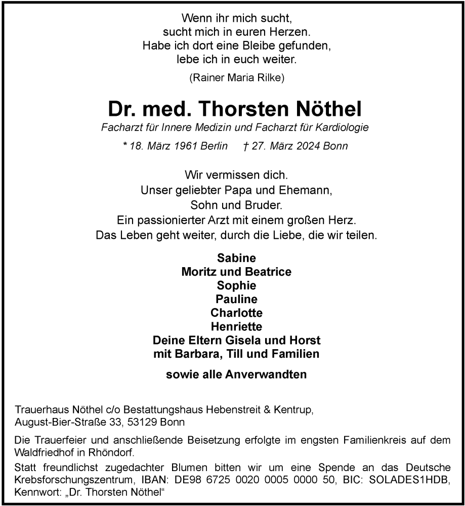  Traueranzeige für Thorsten Nöthel vom 06.04.2024 aus General-Anzeiger Bonn