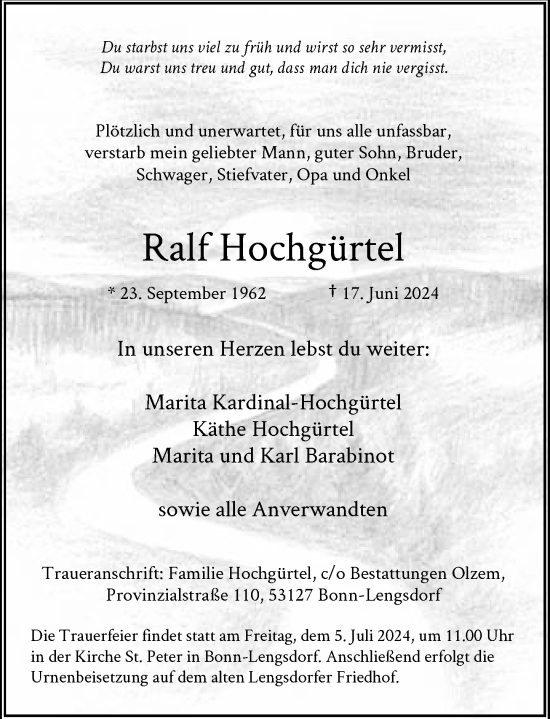 Anzeige von Ralf Hochgürtel von General-Anzeiger Bonn