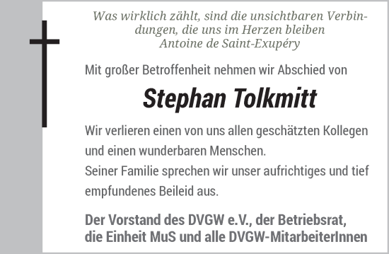 Anzeige von Stephan Tolkmitt von General-Anzeiger Bonn