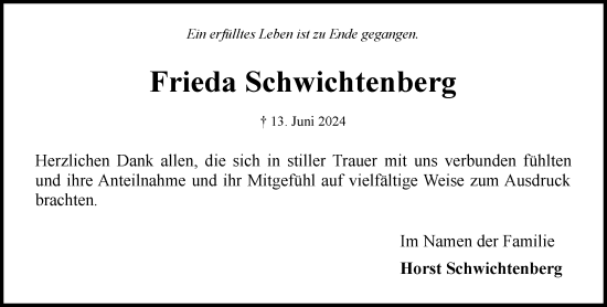 Anzeige von Frieda Schwichtenberg von General-Anzeiger Bonn