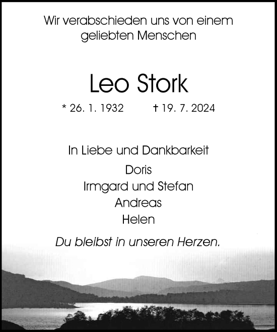 Anzeige von Leo Stork von General-Anzeiger Bonn