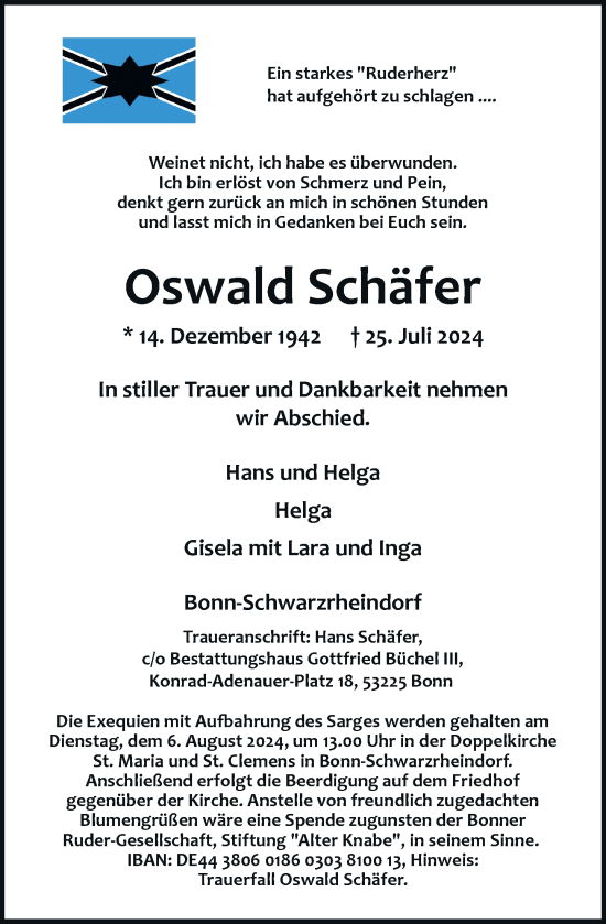 Anzeige von Oswald Schäfer von General-Anzeiger Bonn