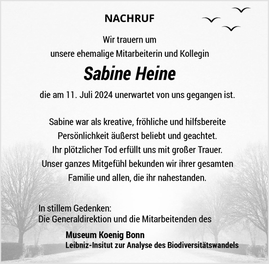 Anzeige von Sabine Heine von General-Anzeiger Bonn