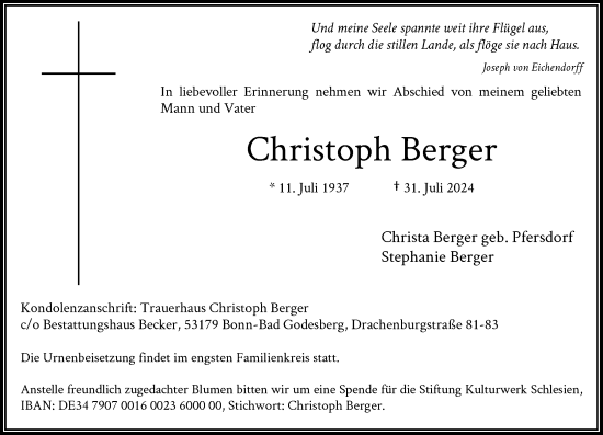 Anzeige von Christoph Berger von General-Anzeiger Bonn