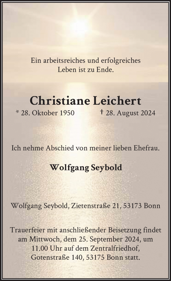 Anzeige von Christiane Leichert von General-Anzeiger Bonn