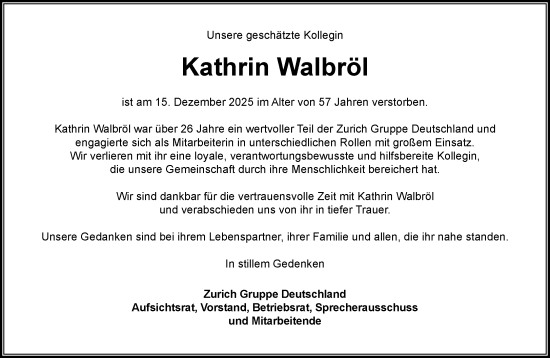 Anzeige von Kathrin Margarete Emma Walbröl von General-Anzeiger Bonn