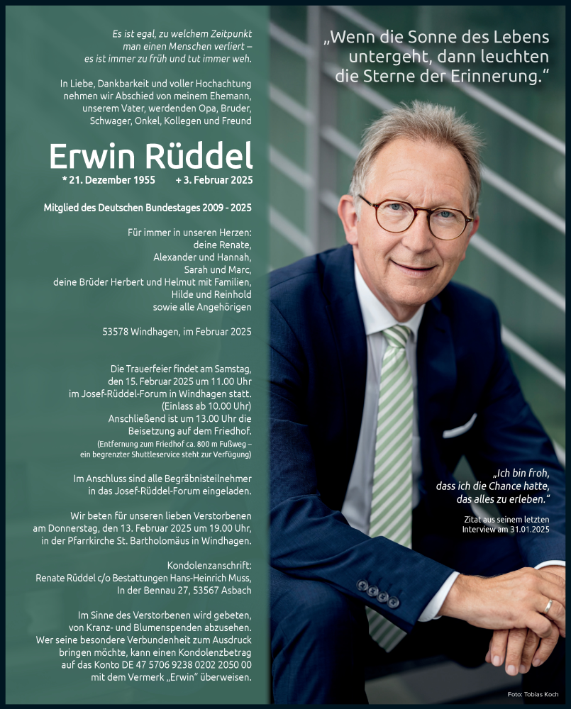  Traueranzeige für Erwin Rüddel vom 08.02.2025 aus General-Anzeiger Bonn