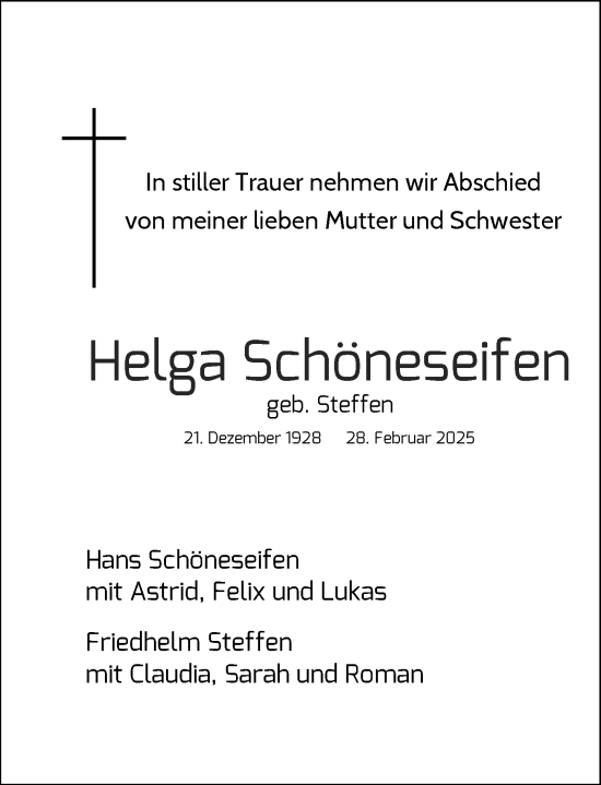 Anzeige von Helga Schöneseifen von General-Anzeiger Bonn