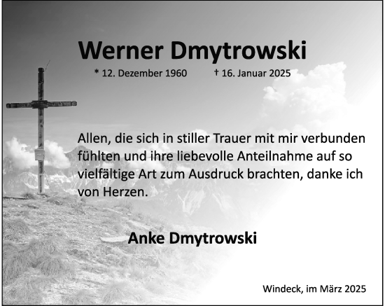 Anzeige von Werner Dmytrowski von General-Anzeiger Bonn