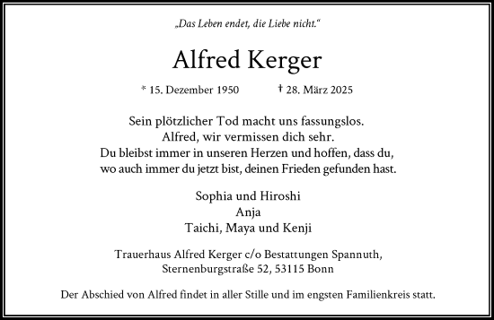 Anzeige von Alfred Kerger von General-Anzeiger Bonn