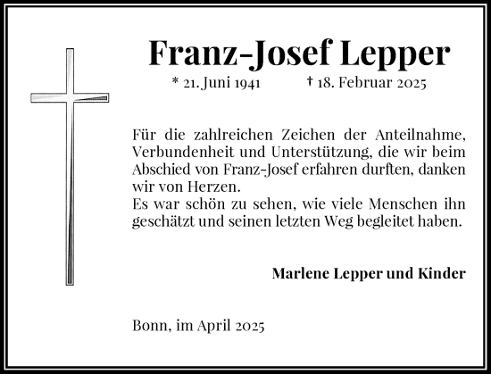 Anzeige von Franz-Josef Lepper von General-Anzeiger Bonn