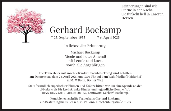 Anzeige von Gerhard Bockamp von General-Anzeiger Bonn
