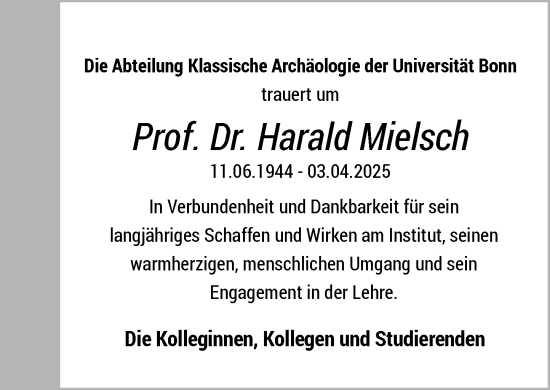Anzeige von Harald Mielsch von General-Anzeiger Bonn