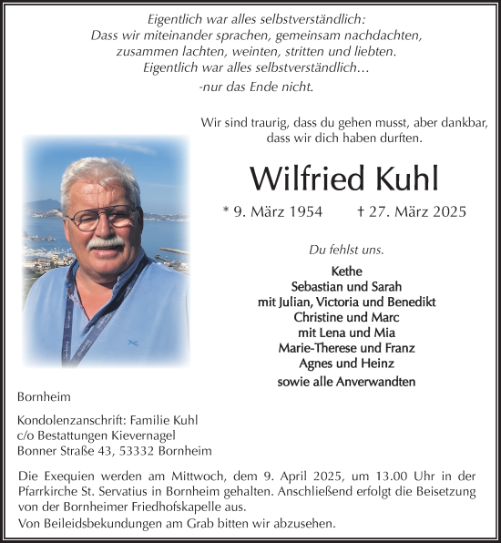 Anzeige von Wilfried Kuhl von General-Anzeiger Bonn