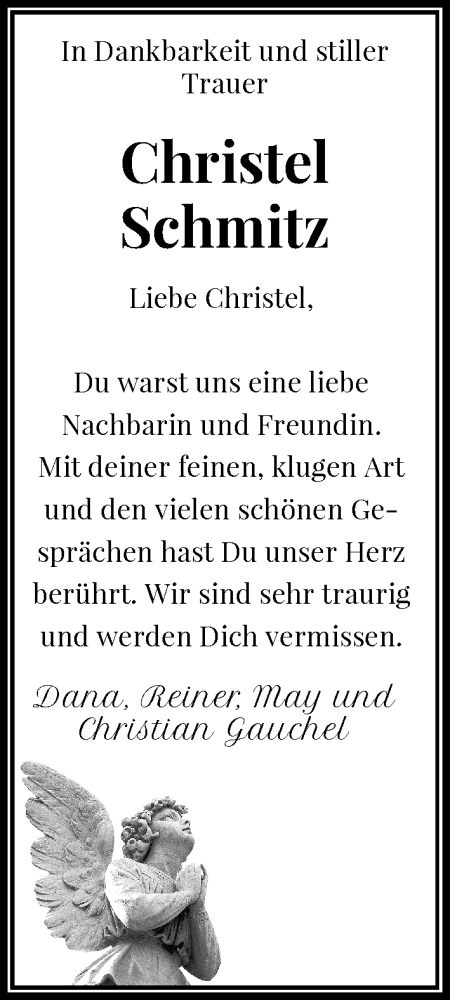 Anzeige von Christel Schmitz von General-Anzeiger Bonn