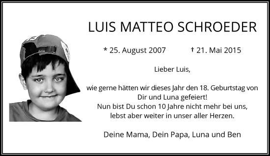 Anzeige von Luis Matteo  Schroeder von General-Anzeiger Bonn
