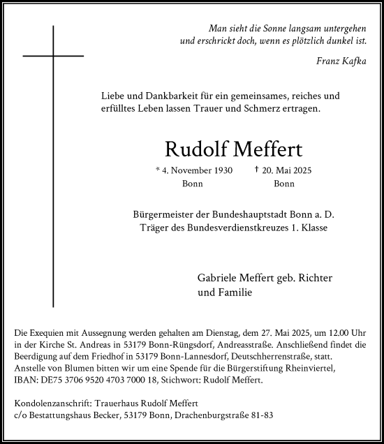 Anzeige von Rudolf Meffert von General-Anzeiger Bonn