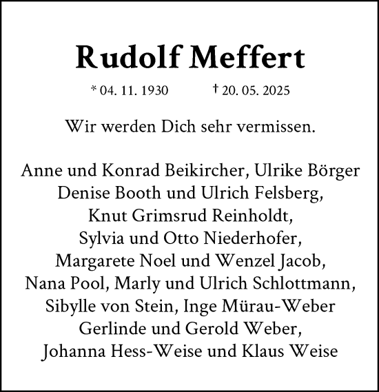 Anzeige von Rudolf Meffert von General-Anzeiger Bonn