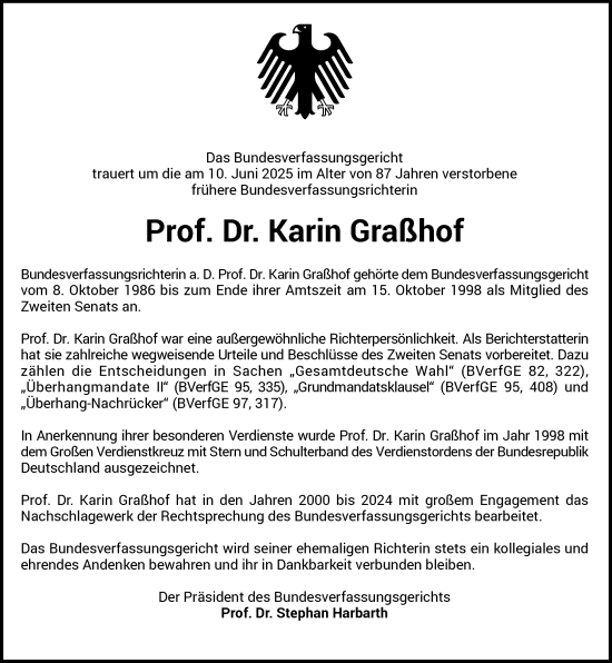 Anzeige von Karin Graßhof von General-Anzeiger Bonn