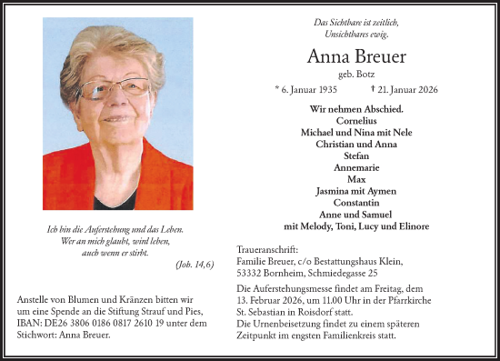 Anzeige von Anna Breuer von General-Anzeiger Bonn
