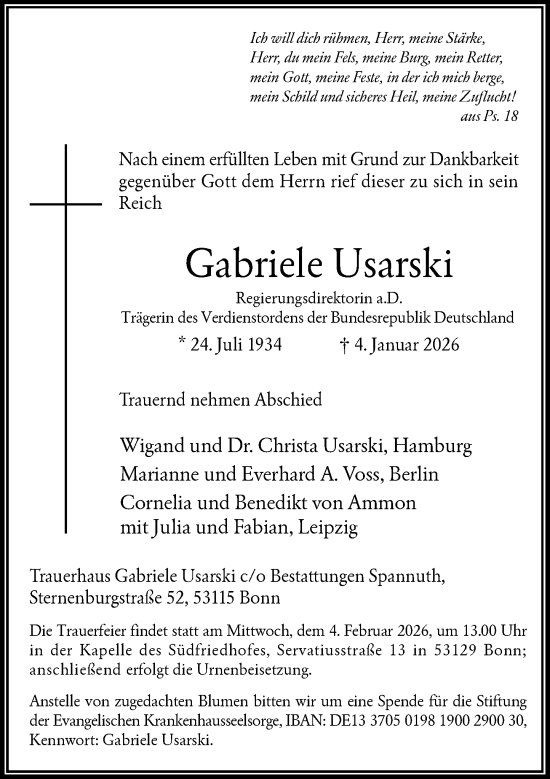 Anzeige von Gabriele Usarski von General-Anzeiger Bonn